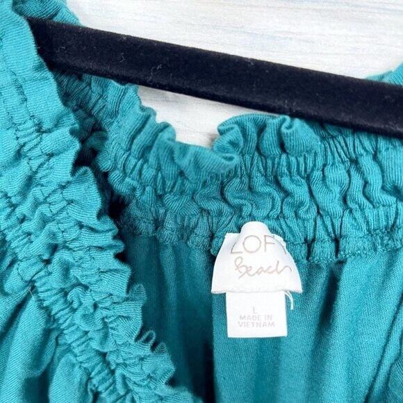 LOFT Beach Bardot Off The Shoulder Dress Green Womens Large - Picture 6 of 9